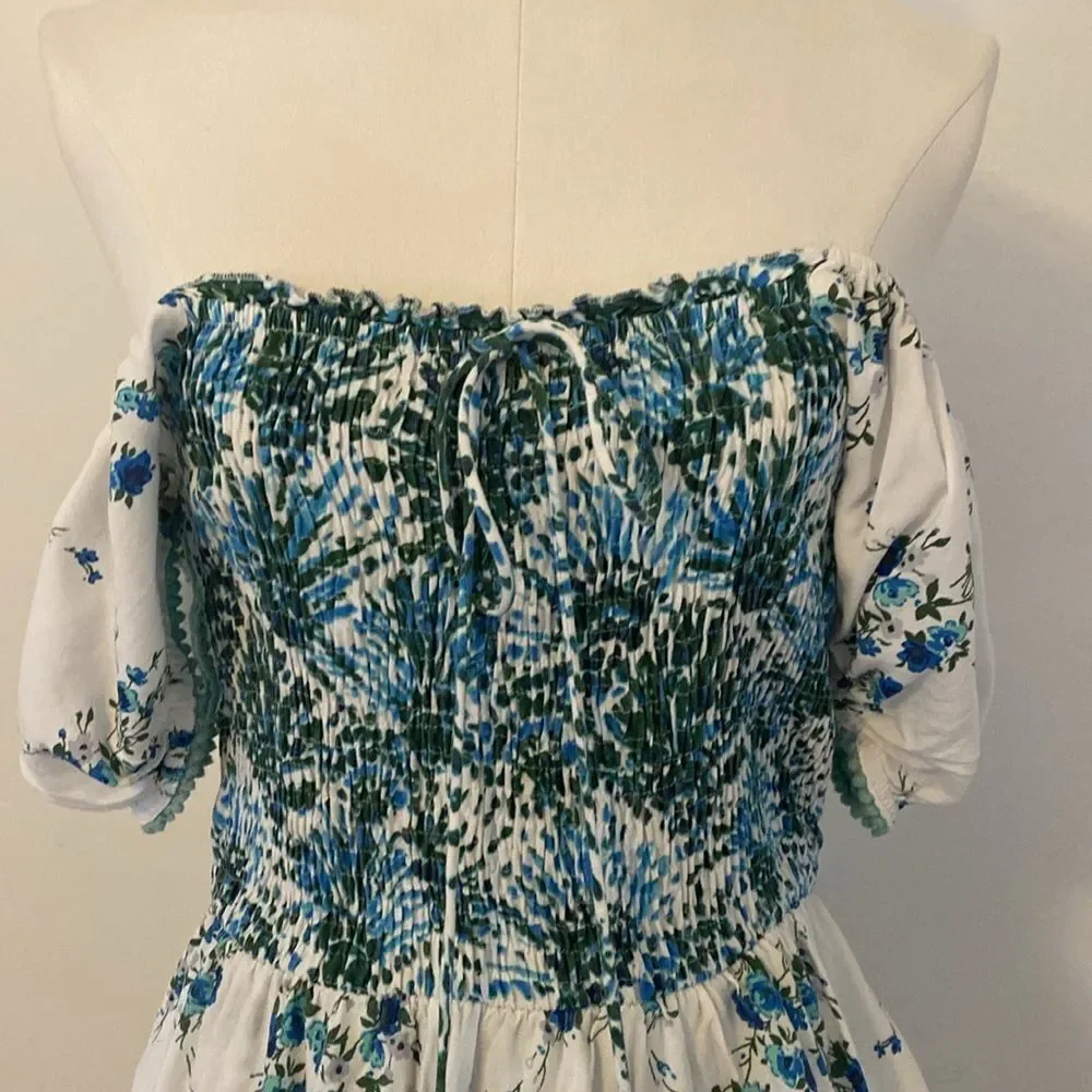 Teal & White Margaux Riviera Layered Mini Dress Size Small - Picture 5 of 15